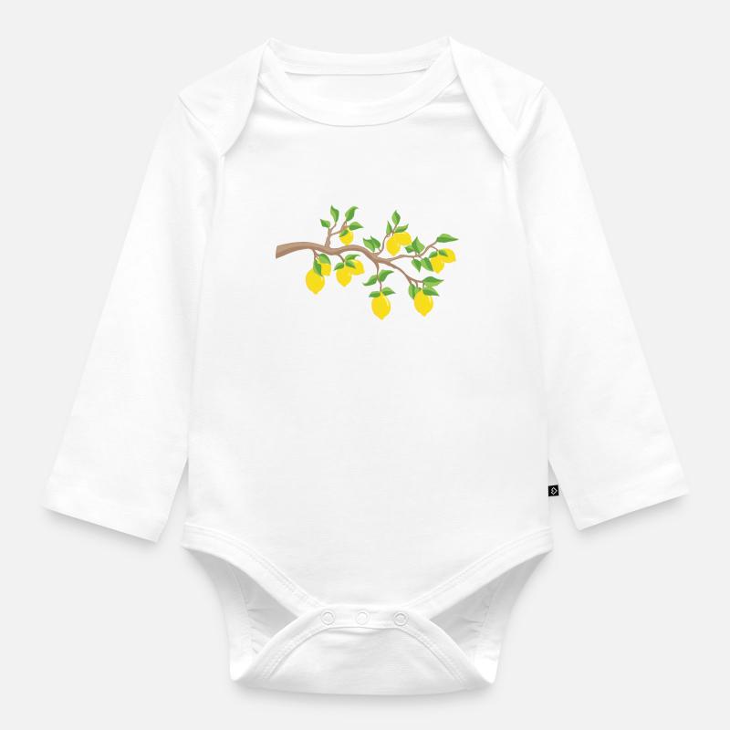 Zitrone - Baby Bio-Langarm-Body - Weiß