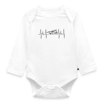 heartbeat cessna powered aircraft powered pilot - Organic Longsleeve Baby Bodysuit - white - Front