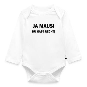 Ja mausi Partner Paar Liebe Spruch Geschenk - Baby Bio-Langarm-Body - Weiß - Vorne