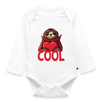 cooles Faultier - Cool sloth - Baby Bio-Langarm-Body - Weiß - Vorne