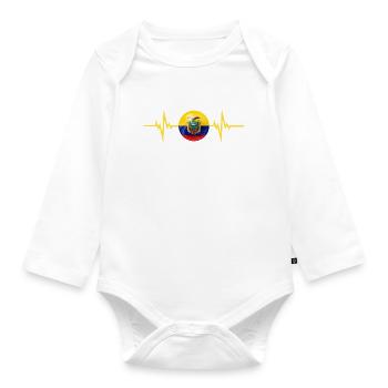 Ecuador Fußball 2022 Herzschlag Ecuador - Baby Bio-Langarm-Body - Weiß - Vorne