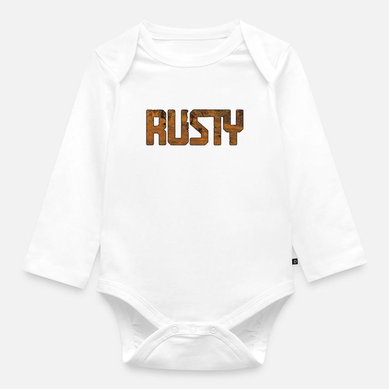 rusty - Organic Longsleeve Baby Bodysuit - white