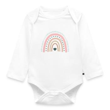 Arc-en-ciel Boho Bohême Enfant Bébé Vintage Fille - Body Bébé bio manches longues - blanc - Devant