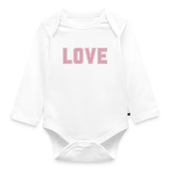 LOVE is the most important and strongest thing in the universe - Organic Longsleeve Baby Bodysuit - white - Front