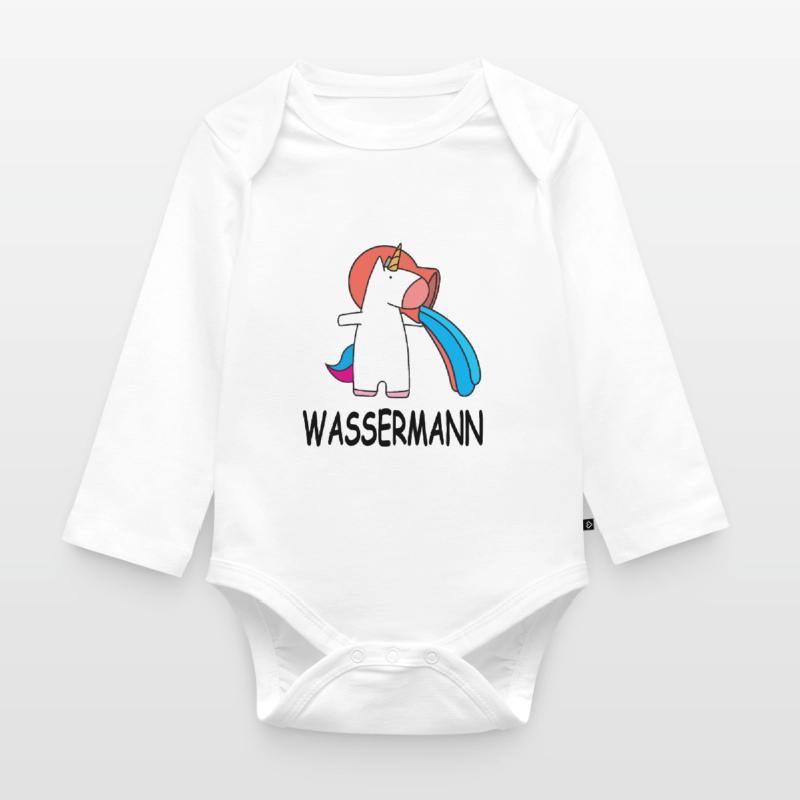 Sternzeichen Wassermann Einhorn Geburtstag Baby Bio-Langarm-Body