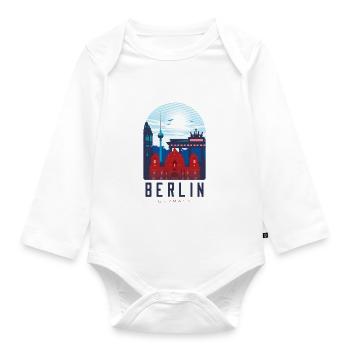 Berlin skyline with Reichstag and TV tower - Organic Longsleeve Baby Bodysuit - white - Front