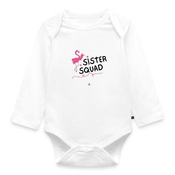 Équipe sœur Pink Flamingo Hearts pour les filles - Body Bébé bio manches longues - blanc - Devant