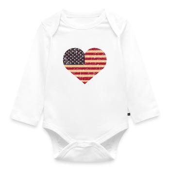 Cœur des États-Unis - Body Bébé bio manches longues - blanc - Devant