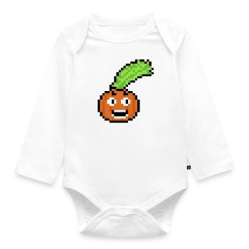 Gemüse (Pixelart) - Baby Bio-Langarm-Body - Weiß - Vorne