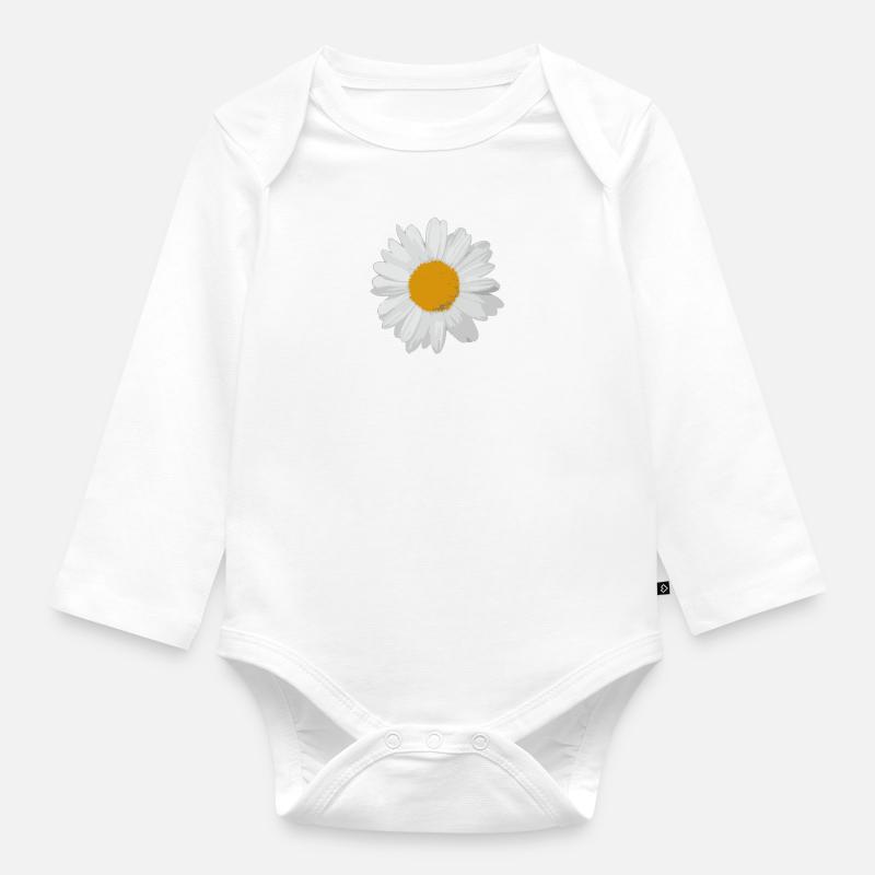 daisy - Organic Longsleeve Baby Bodysuit - white