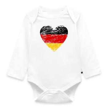 Allemagne Drapeau Vintage Herz Used Look Amour - Body Bébé bio manches longues - blanc - Devant