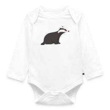 Dachs - Baby Bio-Langarm-Body - Weiß - Vorne
