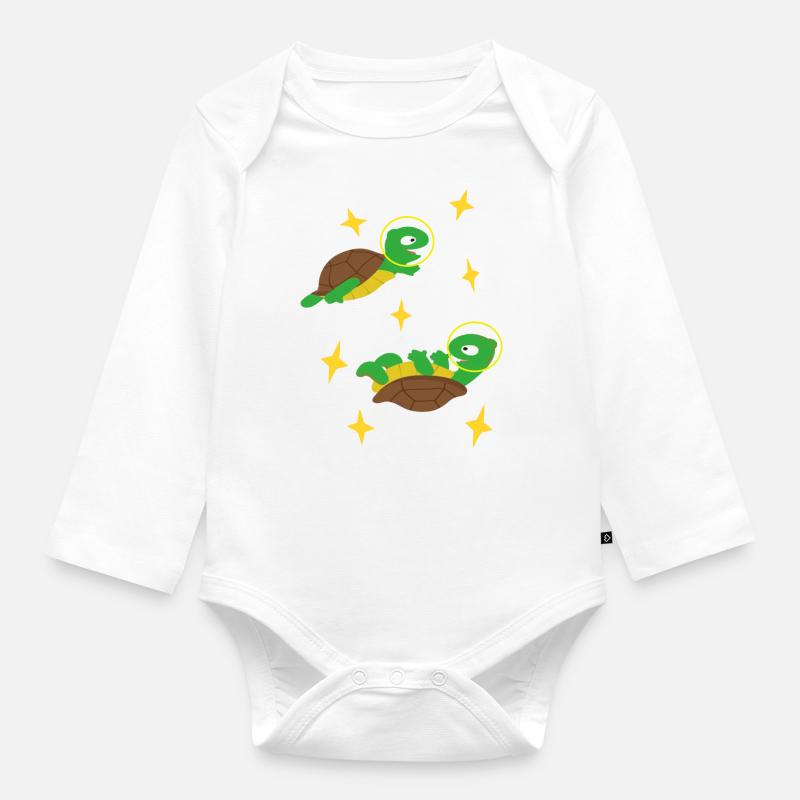 Tortues dans l’espace - Body Bébé bio manches longues - blanc