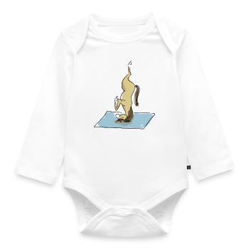 Yoga Pony - Kopfstand - Baby Bio-Langarm-Body - Weiß - Vorne