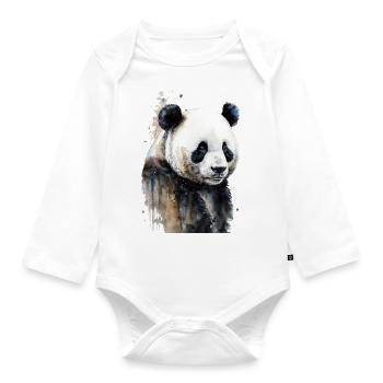 Aquarelles Panda - Body Bébé bio manches longues - blanc - Devant