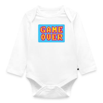 Game Over Retrogaming Vintage-Pixel - Baby Bio-Langarm-Body - Weiß - Vorne
