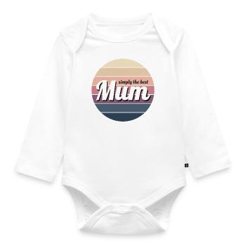 Mum - simply the best - Vintage Sprüche - Baby Bio-Langarm-Body - Weiß - Vorne