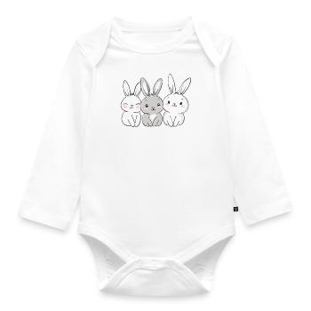 Pâques doux lapin Joyeuses Pâques Pâques Kawaii - Body Bébé bio manches longues - blanc - Devant