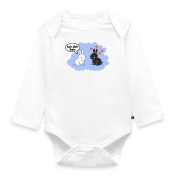 oster süsse Hasen in Schwarz und Weiss - Baby Bio-Langarm-Body - Weiß - Vorne