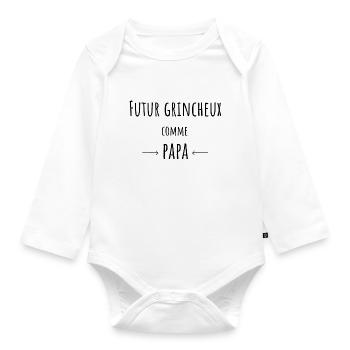 Grincheux Comme Papa Cadeau bébé - Body Bébé bio manches longues - blanc - Devant