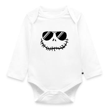 Pumpkin Sunglasses Baby Kids Halloween Costume - Organic Longsleeve Baby Bodysuit - white - Front