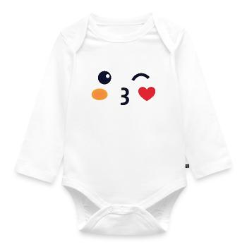Emoticon Kiss Costume Carnival Group Costume - Organic Longsleeve Baby Bodysuit - white - Front