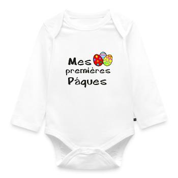 Mes premières Pâques - pour tous les bébés - Body Bébé bio manches longues - blanc - Devant