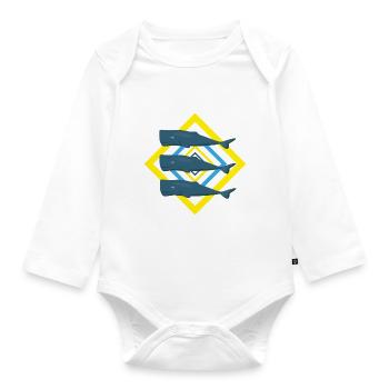 Pottwale im Frühling. - Baby Bio-Langarm-Body - Weiß - Vorne