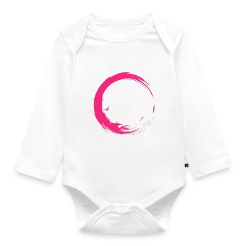 Kreis Design Bürste Pink Rosa Neu - Baby Bio-Langarm-Body - Weiß - Vorne