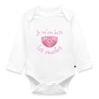 Je m'en bats les couches - Body Bébé bio manches longues - blanc - Devant
