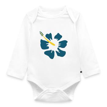 Hibiscus. blue hibiscus flower - Organic Longsleeve Baby Bodysuit - white - Front