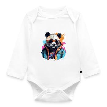 Rogue Panda. Graffiti-style design. - Organic Longsleeve Baby Bodysuit - white - Front