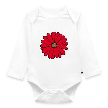 Flower, Red, Red Flower - Organic Longsleeve Baby Bodysuit - white - Front
