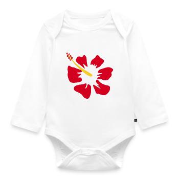 Blume rot rote Blumen rot rote Blumen Hibiskus - Baby Bio-Langarm-Body - Weiß - Vorne