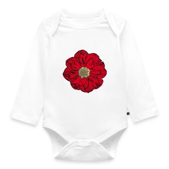 Blume rot rote Blume Blumen rot rote Blumen - Baby Bio-Langarm-Body - Weiß - Vorne
