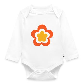 70s Flower Hippie Festival Costume - Organic Longsleeve Baby Bodysuit - white - Front