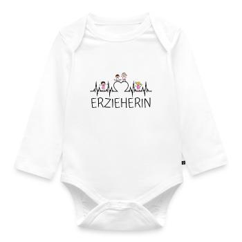 Erzieherin Herzschlag Herz Kinder Kind Beruf EKG - Baby Bio-Langarm-Body - Weiß - Vorne