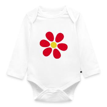 Blume rot rote Blume Blumen rot rote Blumen - Baby Bio-Langarm-Body - Weiß - Vorne