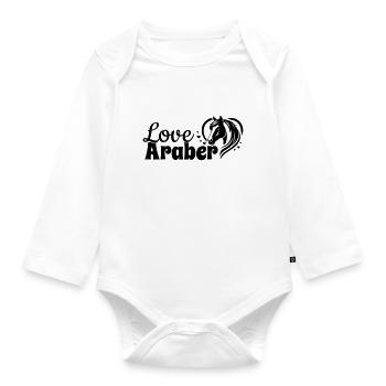 Tête de cheval coeur d’amour arabe - Body Bébé bio manches longues - blanc - Devant
