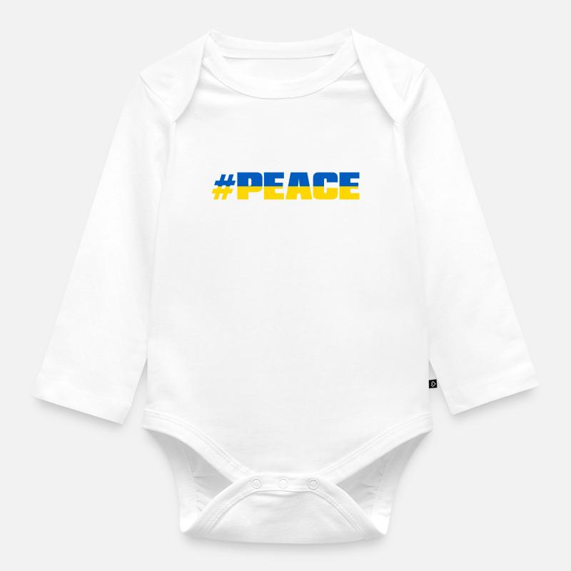 # PEACE - Baby Bio-Langarm-Body - Weiß
