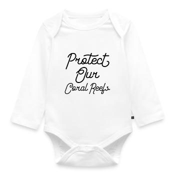 Protect our coral reefs - Organic Longsleeve Baby Bodysuit - white - Front