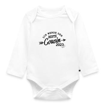 Bester Cousin 2023 Baby Schwangerschaft Kind Junge - Baby Bio-Langarm-Body - Weiß - Vorne