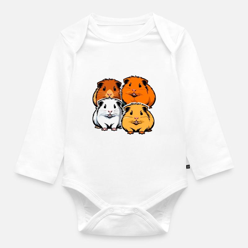 Quatre cochons d'Inde mignons - Body Bébé bio manches longues - blanc
