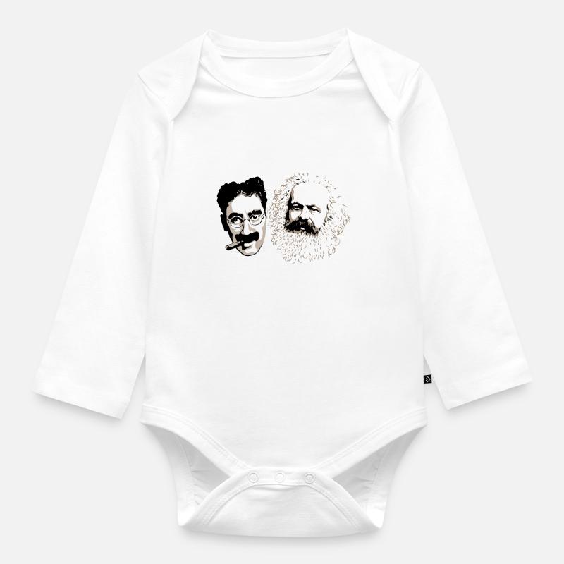 Frères Marx - typo blanche - Body Bébé bio manches longues - blanc