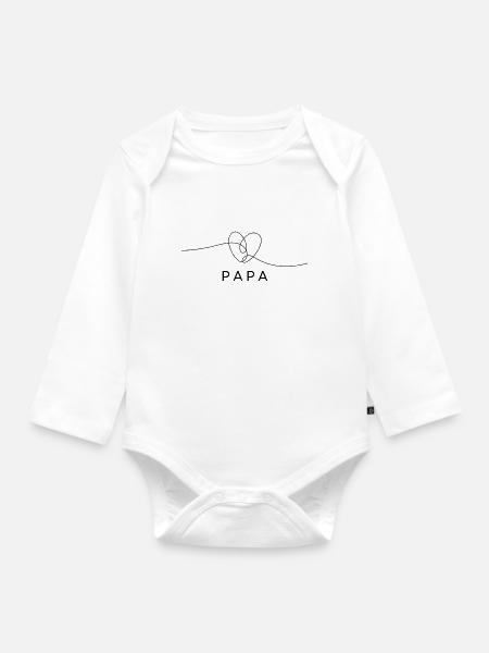 Papa - Baby Bio-Langarm-Body - Weiß