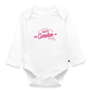 Beste Cousine 2024 Baby Schwangerschaft Kind - Baby Bio-Langarm-Body - Weiß - Vorne