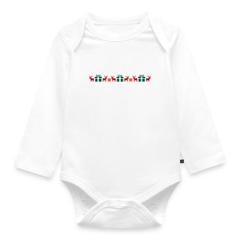 Norwegian Pattern, Christmas, Template, Your Text - Organic Longsleeve Baby Bodysuit - white - Front
