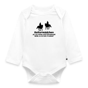 Reitermädchen Pferde Reiten Pferdesprüche - Baby Bio-Langarm-Body - Weiß - Vorne