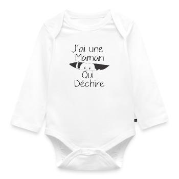 j'ai une maman qui déchire - Body Bébé bio manches longues - blanc - Devant