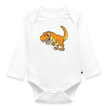 T-Rex Dinosaur Dino - Organic Longsleeve Baby Bodysuit - white - Front